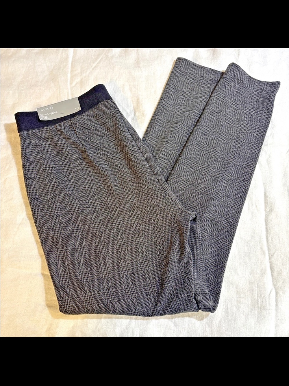 Talbots SoHo Legging 10 Skinny Leg Ankle Length Gray Plaid Stretch Career Office